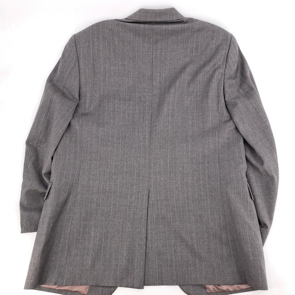 Jos A Bank Mens 44L Gray Pinstripe Wool Cashmere 2 Piece Suit Pleated Pant 36x30 - Picture 11 of 16